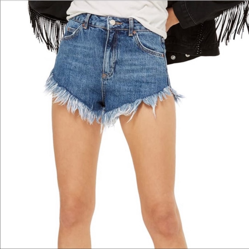 Topshop Moto Kiri Frayed Jean Shorts 10